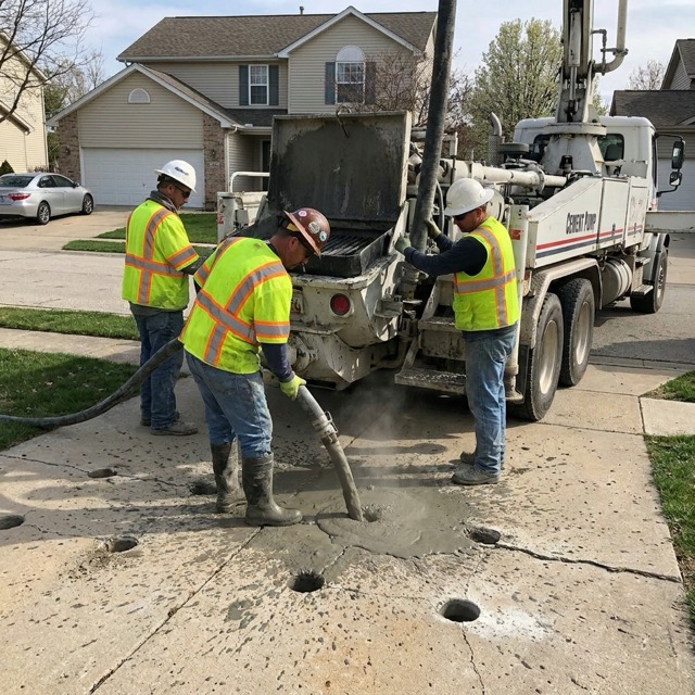 mudjacking process Delaware - cement slurry pumped through drilled holes