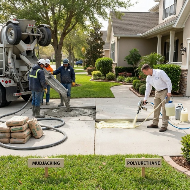 mudjacking vs polyurethane comparison Delaware - cost weight and longevity differences