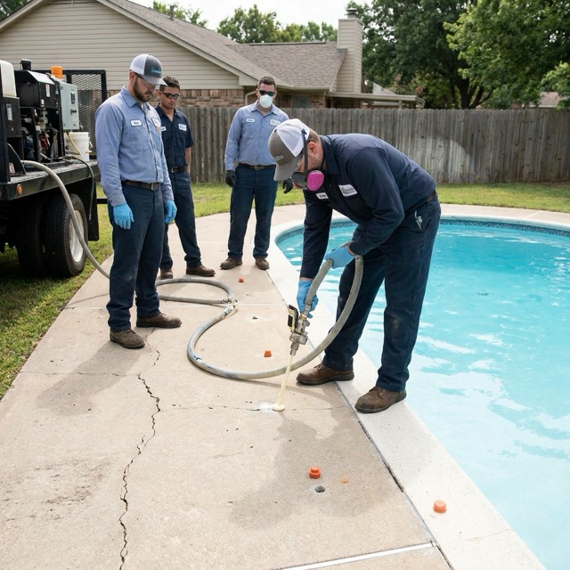 pool deck concrete lifting process Oregon - polyurethane foam injection near water