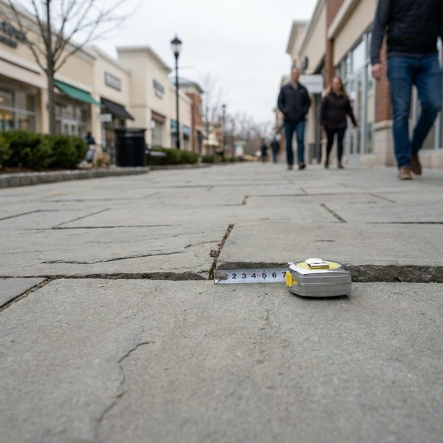 trip hazard liability Delaware - uneven concrete with 1/4 inch displacement measured